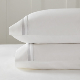 Cavendish Classic Pillowcase - Single, White/Silver, Super King Size