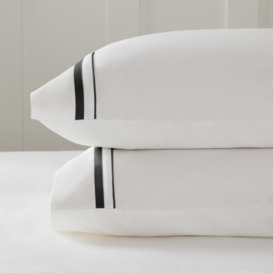 Cavendish Classic Pillowcase - Single, White/Black, Super King Size | Luxurious 800-Thread-Count Sateen Bed Linen