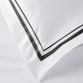 Cavendish Classic Pillowcase - Single, White/Black, Super King Size | Luxurious 800-Thread-Count Sateen Bed Linen - thumbnail 2
