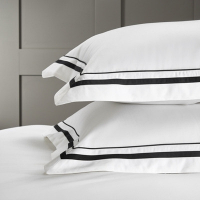 Luxurious Cavendish Oxford Pillowcase with Border - White/Black - image 1