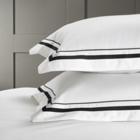Luxurious Cavendish Oxford Pillowcase with Border - White/Black - thumbnail 1
