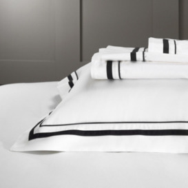 Luxurious Cavendish Flat Sheet in White/Black - Super King Size - thumbnail 1