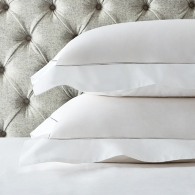 Luxurious Single Row Cord Cotton Oxford Pillowcase Set - White/Silver - Super King - image 1