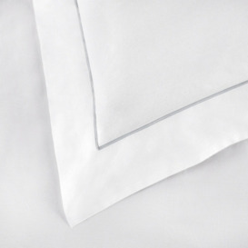 Luxurious Single Row Cord Cotton Oxford Pillowcase Set - White/Silver - Super King - thumbnail 2