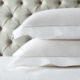 Luxurious Single Row Cord Cotton Oxford Pillowcase Set - White/Silver - Super King - thumbnail 1