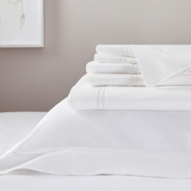 The White Company Symons Double Row Cord Deep Fitted Sheet, White, Size: Double