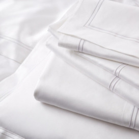 Luxurious Symons Double Row Cord Flat Sheet in White/Silver - Super King Size - thumbnail 1