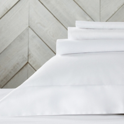 Luxurious 300 Thread Count Egyptian Cotton Percale Bedding Set, White, Super King