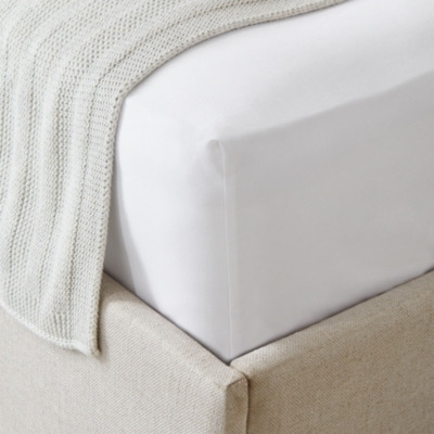 300 Thread Count Egyptian Cotton Deep Fitted Sheet - Double, White, Double - image 1