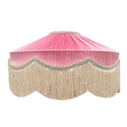 The Peggy Silk Fringed Lampshade, Pink - Small (30cm) - Ceiling Pendant - thumbnail 5