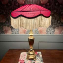 The Peggy Silk Fringed Lampshade, Pink - Small (30cm) - Ceiling Pendant - thumbnail 3