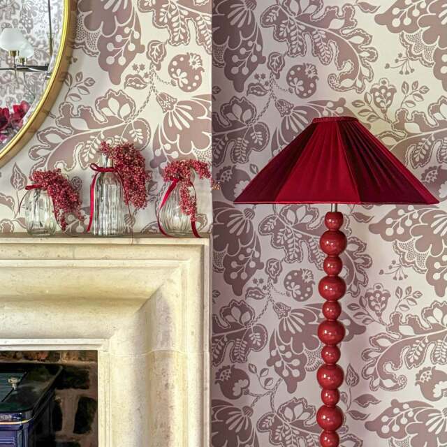 The Stripy Shade - Burgundy & Berry Pleated Lampshade - Large (45cm) - Ceiling Pendant - image 1