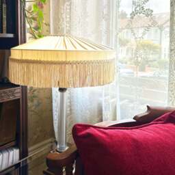 The Peggy Silk Fringed Lampshade, Ivory - Small (30cm) - Ceiling Pendant - thumbnail 3