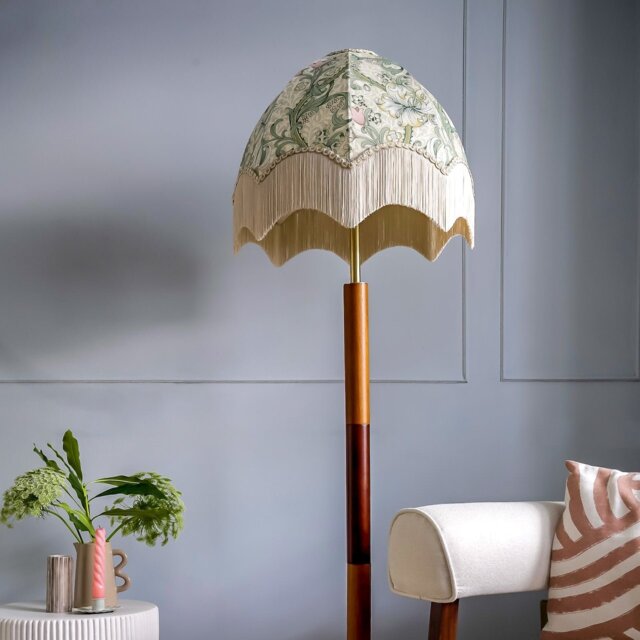 William Morris Golden Lily Fringed Lampshade, Linen - Extra Small (30cm) - Ceiling Pendant - image 1