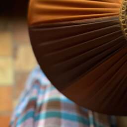 The Stripy Shade - Bronze & Brown Pleated Lampshade - Large (45cm) - Ceiling Pendant - thumbnail 3