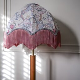 William Morris Golden Lily Fringed Lampshade, Dove - Extra Large (55cm) - Ceiling Pendant - thumbnail 2