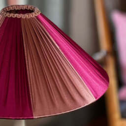 The Stripy Shade - Raspberry & Rose Pleated Lampshade - Large (45cm) - Ceiling Pendant - thumbnail 3