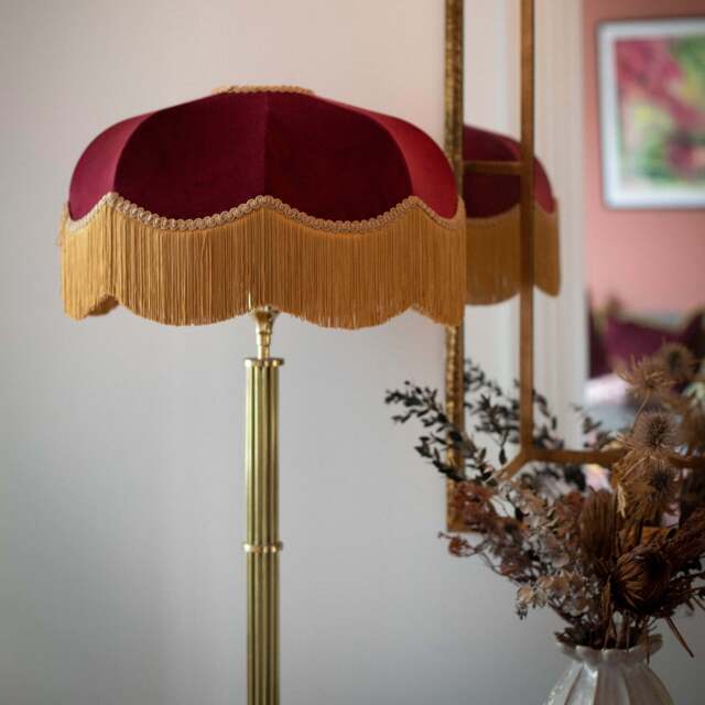 The Burgundy Fringed Lampshade - Medium (40cm) - Ceiling Pendant - image 1