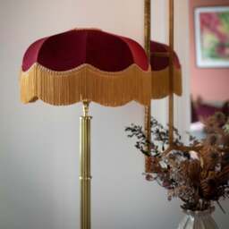 The Burgundy Fringed Lampshade - Medium (40cm) - Ceiling Pendant