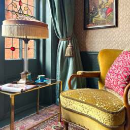 The Peggy Silk Fringed Lampshade, Brown - Large (50cm) - Table Lamp / Floor Lamp - thumbnail 2