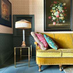 The Peggy Silk Fringed Lampshade, Brown - Large (50cm) - Table Lamp / Floor Lamp - thumbnail 1