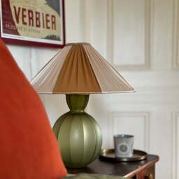 The Stripy Shade - Ivory & Gold Pleated Lampshade - Large (45cm) - Ceiling Pendant