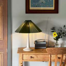 The Stripy Shade - Olive & Pistachio Pleated Lampshade - Large (45cm) - Ceiling Pendant - thumbnail 1