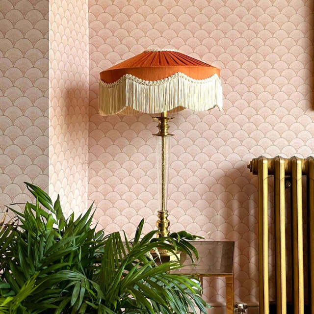 The Peggy Silk Fringed Lampshade, Rust - Small (30cm) - Ceiling Pendant - image 1