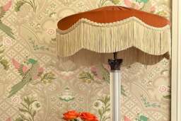 The Peggy Silk Fringed Lampshade, Rust - Small (30cm) - Ceiling Pendant - thumbnail 4