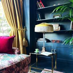 The Peggy Silk Fringed Lampshade, Gold - Small (30cm) - Ceiling Pendant - thumbnail 3