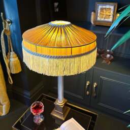 The Peggy Silk Fringed Lampshade, Gold - Small (30cm) - Ceiling Pendant - thumbnail 4
