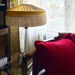 The Peggy Silk Fringed Lampshade, Gold - Small (30cm) - Ceiling Pendant - thumbnail 5