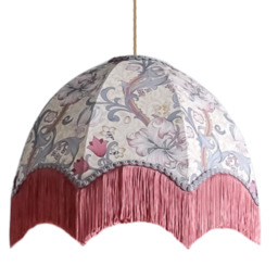 William Morris Golden Lily Fringed Lampshade, Dove - Small (35cm) - Ceiling Pendant - thumbnail 4