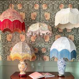 William Morris Strawberry Thief Fringed Lampshade, Flax - Extra Small (30cm) - Ceiling Pendant - thumbnail 4