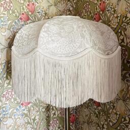 William Morris Strawberry Thief Fringed Lampshade, Flax - Extra Small (30cm) - Ceiling Pendant - thumbnail 3