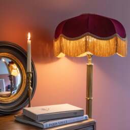 The Burgundy Fringed Lampshade - Extra Large (55cm) - Table Lamp / Floor Lamp - thumbnail 2