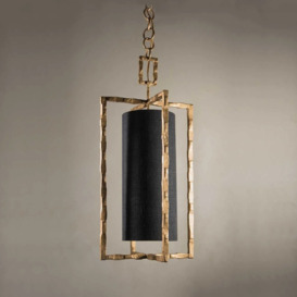 Porta Romana I Giacometti Pendant Large I Gold with Carbon Linen Shade