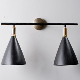 Porta Romana - Matilda Wall Light Small Double - Black with Etched Gold