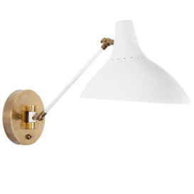 AERIN - Charlton Wall Light - White and Hand Rubbed Antique Brass