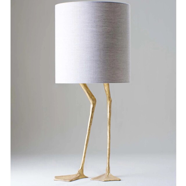 Porta Romana I Duck Feet Lamp - Decayed Gold with Fabric Shade