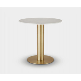 Tom Dixon - Tube Dining Table Brass White Marble Top 600mm
