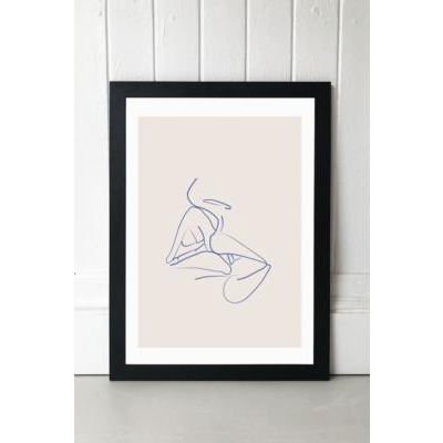 Flower Love Child Le Kiss Wall Art Print - Black UK 3 at Urban Outfitters
