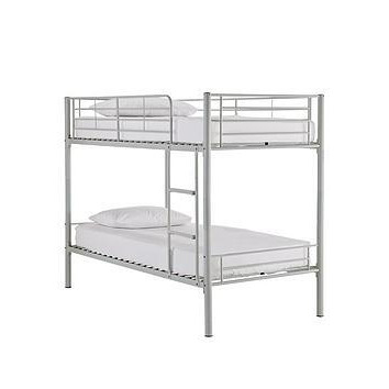 Very Home Domino Metal Bunk Bed Frame with Mattress Options - Ladder And Guard Rail On Top Bunk - Bunk Bed Frame Only, White