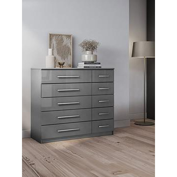 Very Home Prague Gloss 5 + 5 Wide Chest Of Drawers - Fsc&Reg Certified