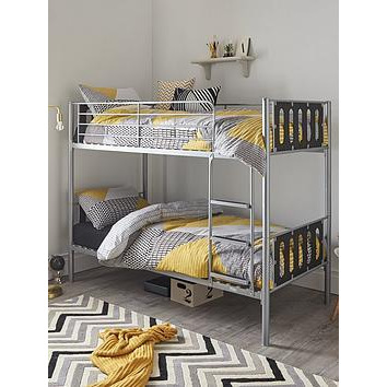 Very Home Cyber Metal Bunk Bed (can be split into 2 beds) with Mattress Options (Buy & SAVE!) - Bunk Bed Frame Only, Black