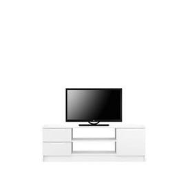 One Call Bilbao Ready Assembled High Gloss Large Tv Unit - White - Fits Up To 65 Inch Tv