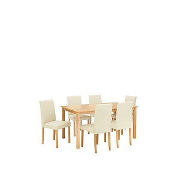 Very Home Home Essentials - Primo 150 Cm Dining Table + 6 Faux Leather Chairs