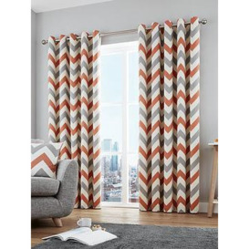 Fusion Chevron 100% Cotton Lined Eyelet Curtains