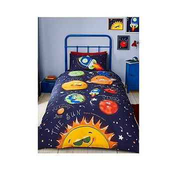 Catherine Lansfield Happy Space Single Duvet Cover Set - Navy, Multi