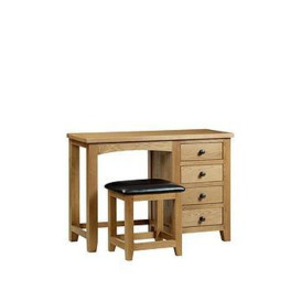 Julian Bowen Marlborough Ready Assembled Solid Oak/Oak Veneer Single Pedestal Dressing Table And Stool Set